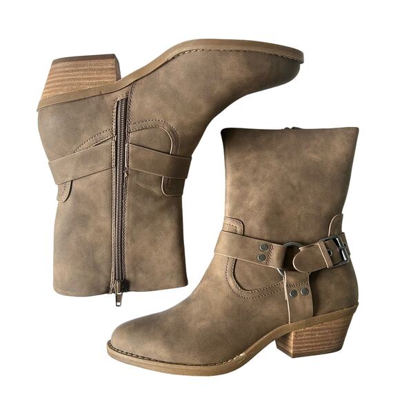 DV by Dolce Vita Shoes - DV by Dolce Vita Women's Daring Ankle Harness Heeled Bootie Boots Taupe 7.5 New